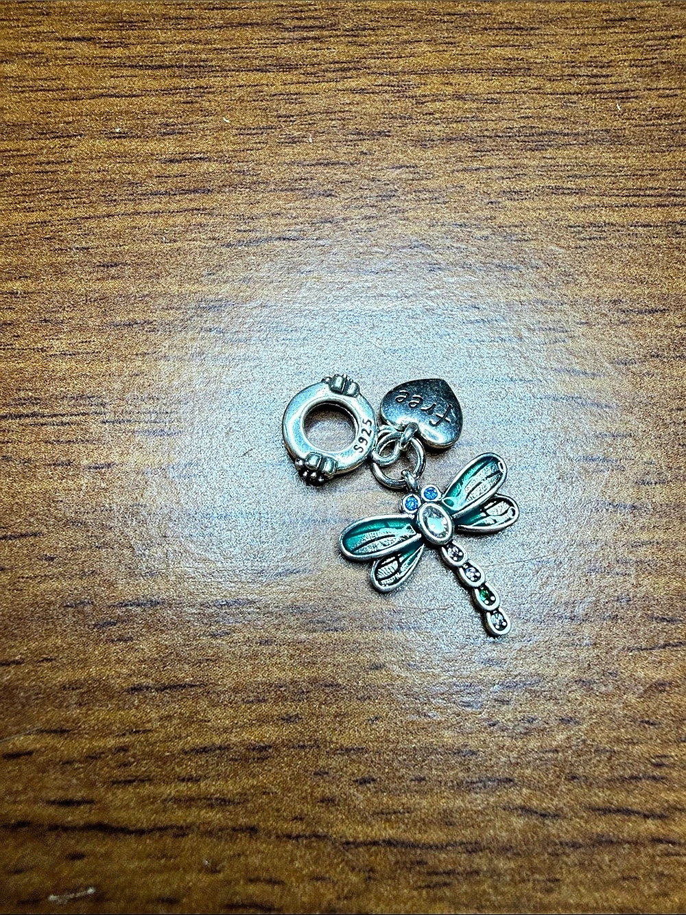 Rosianna Dragonfly Dangle Charm Butterfly Charm Pendant in Silver & Blue